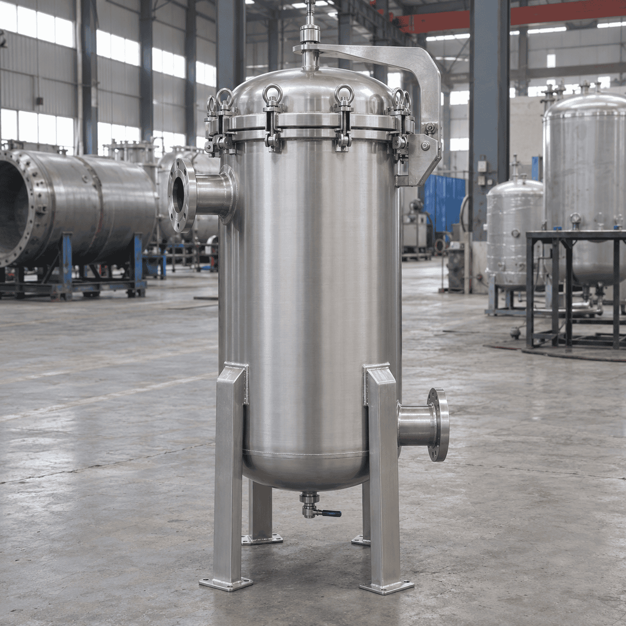 Industrial stainless steel filter vessel manufactured by ChannelVessel