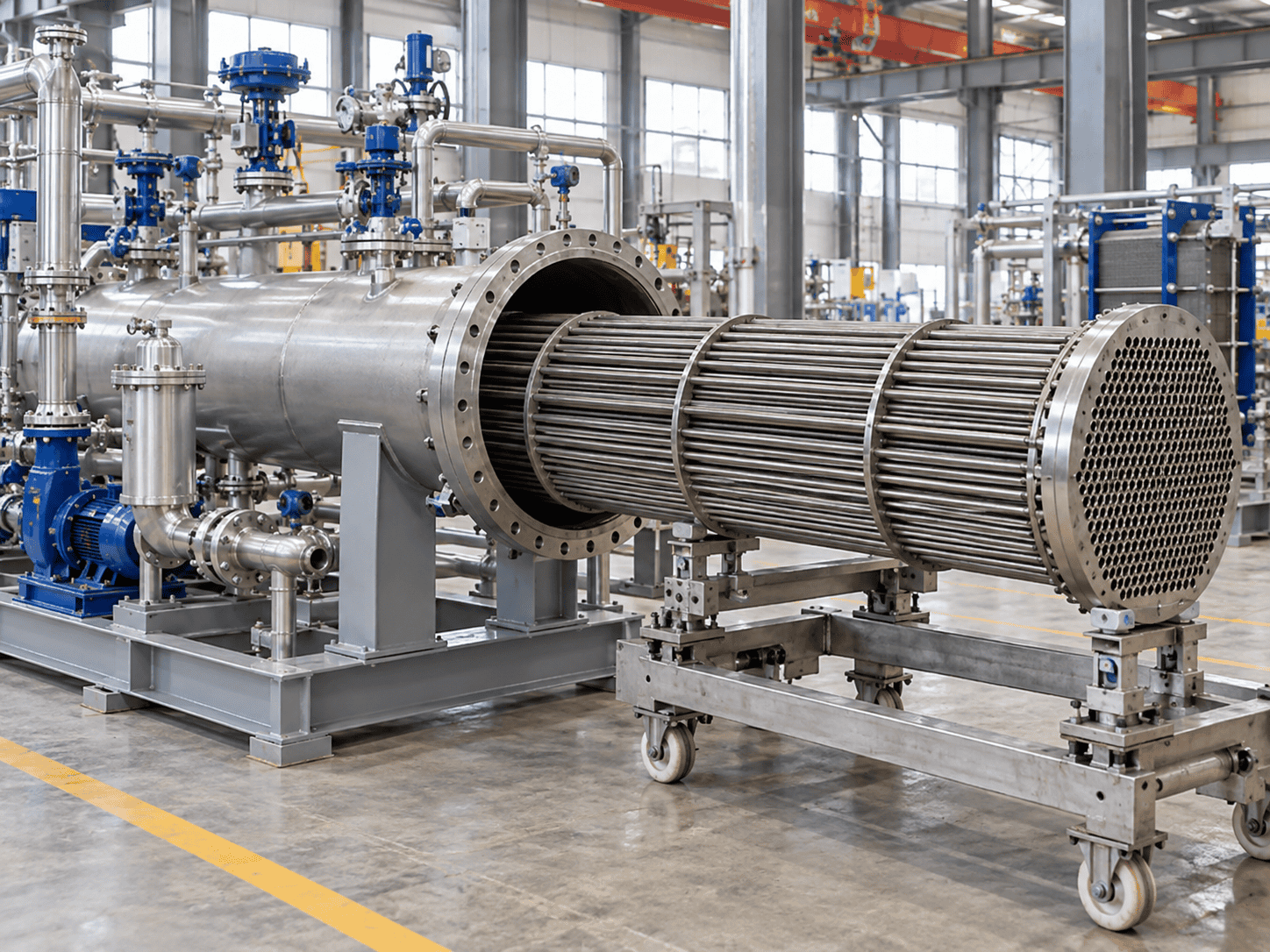 Heat exchange skid maintenance access and equipment service clearance