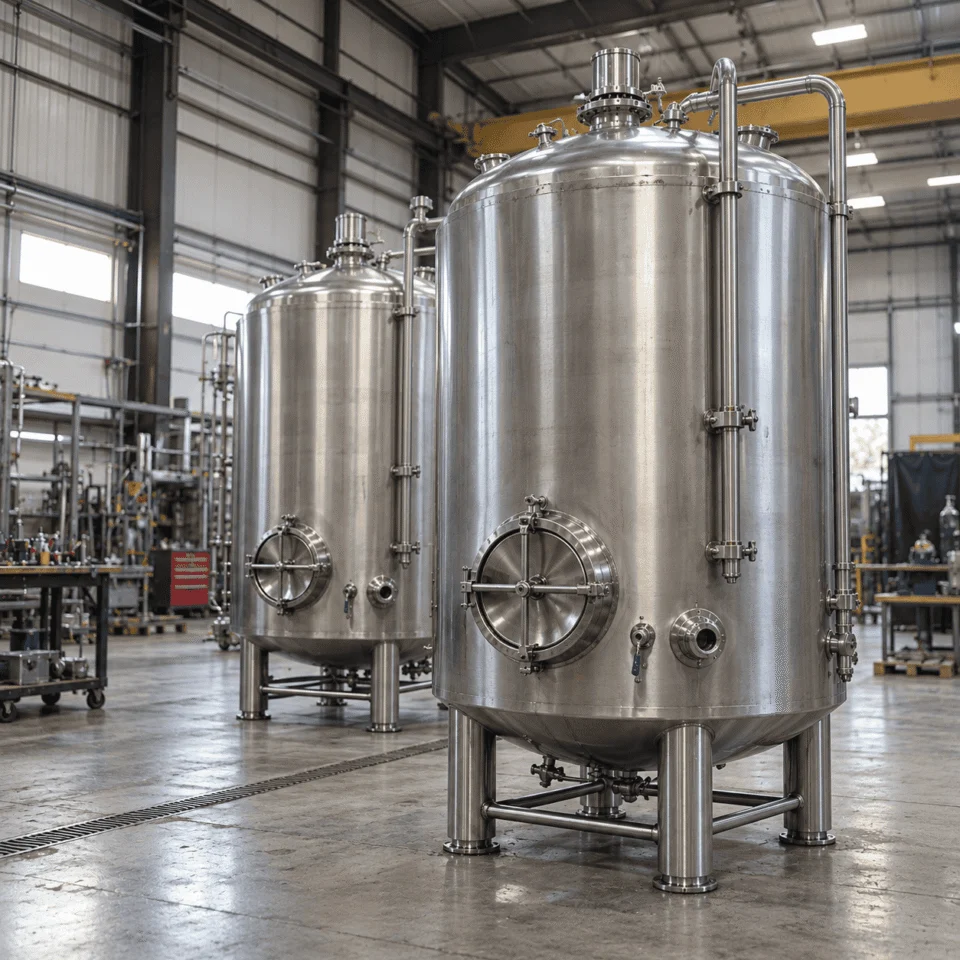 Custom stainless steel storage tanks for hygienic and industrial applications