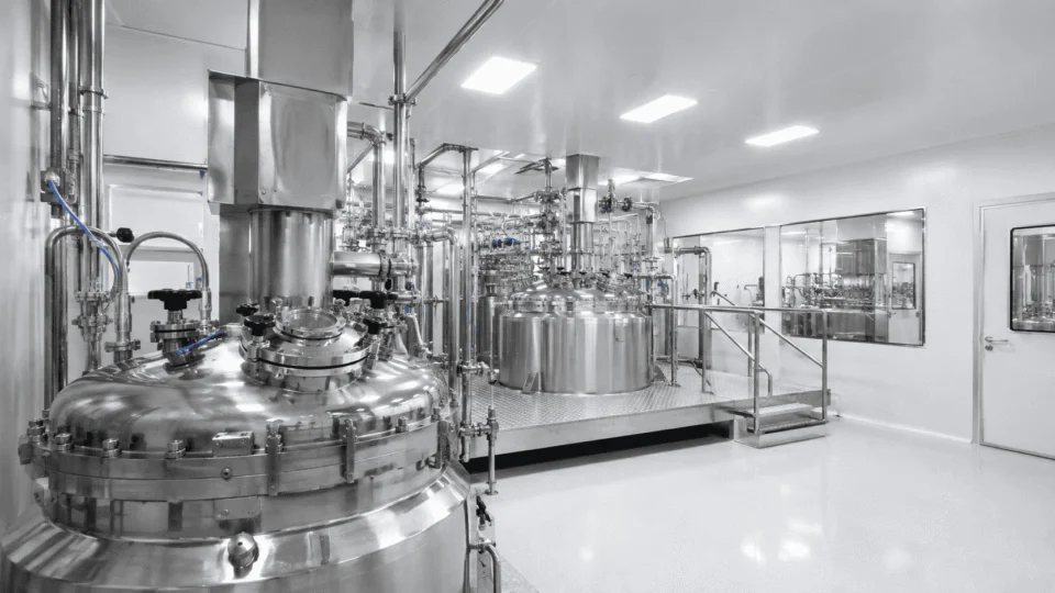 Pharmaceutical clean processing area with stainless steel pressure vessels