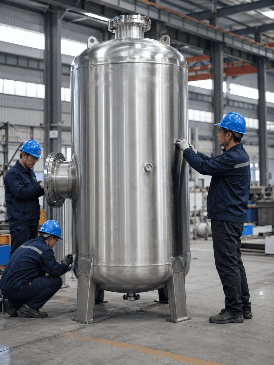 Stainless steel pressure vessel fabrication and inspection in the workshop