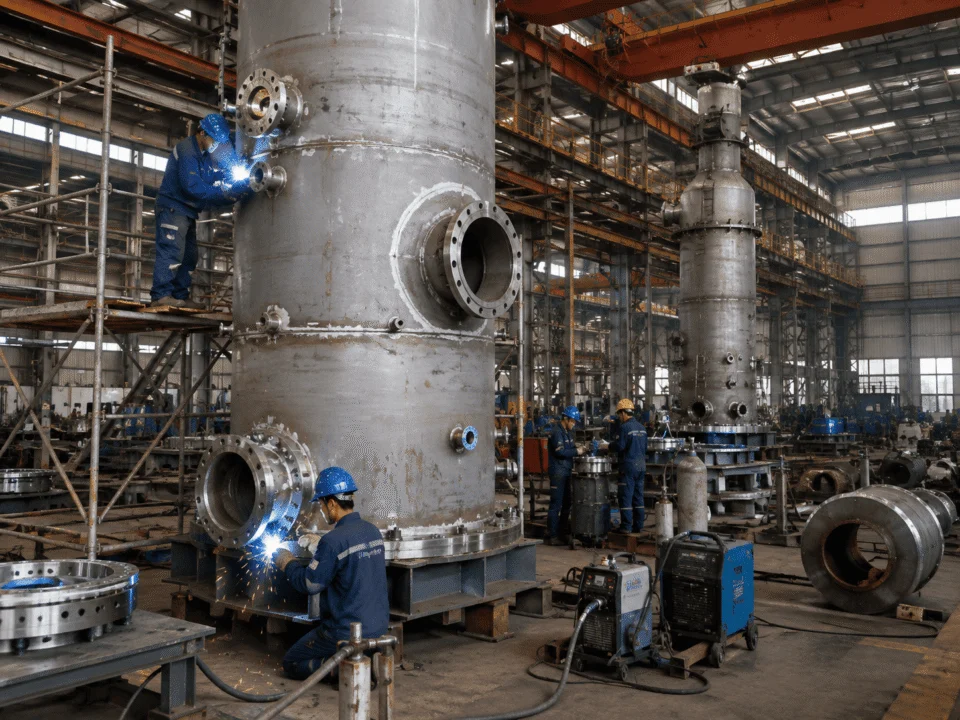 Tower welding and assembly in ChannelVessel workshop