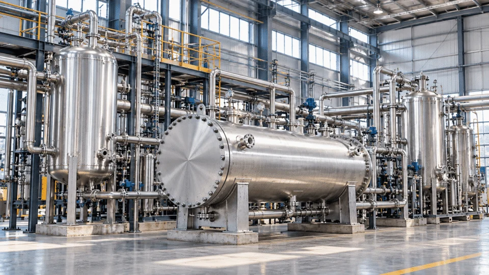 Chemical pressure vessels in a manufacturing workshop