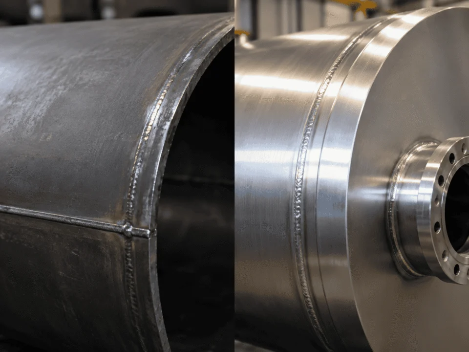 Comparison of carbon steel and stainless steel pressure vessel material surface and weld details