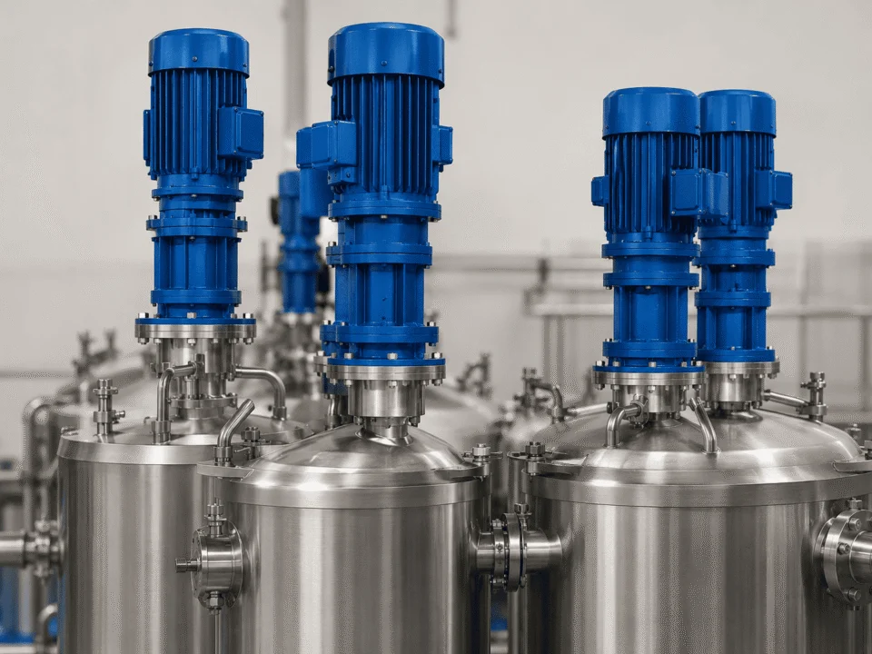 Agitator drive systems mounted on stainless steel vessels