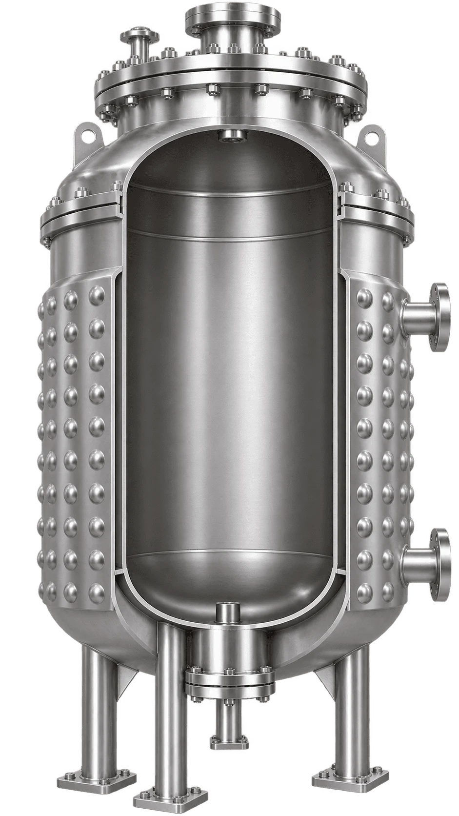 Dimple jacket pressure vessel structure