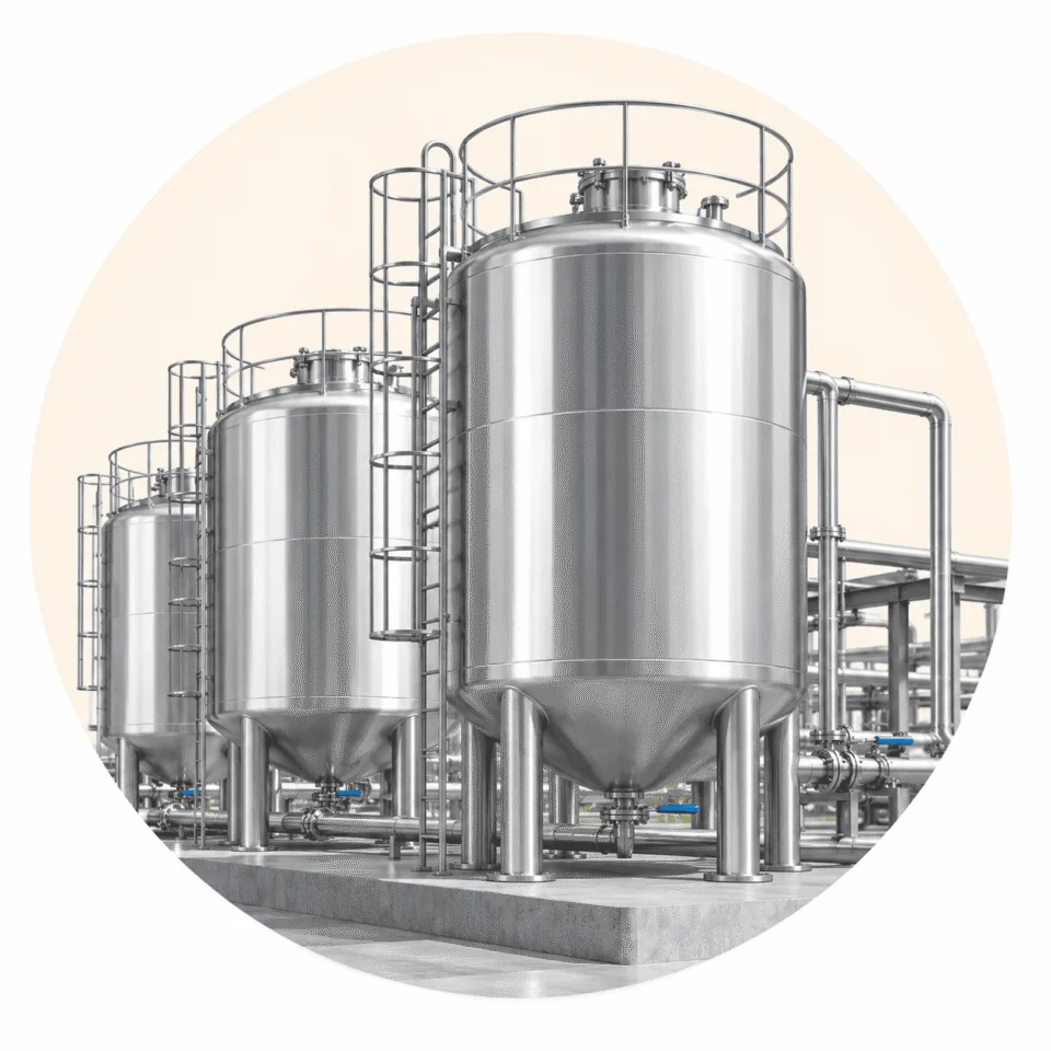 Final product storage tanks