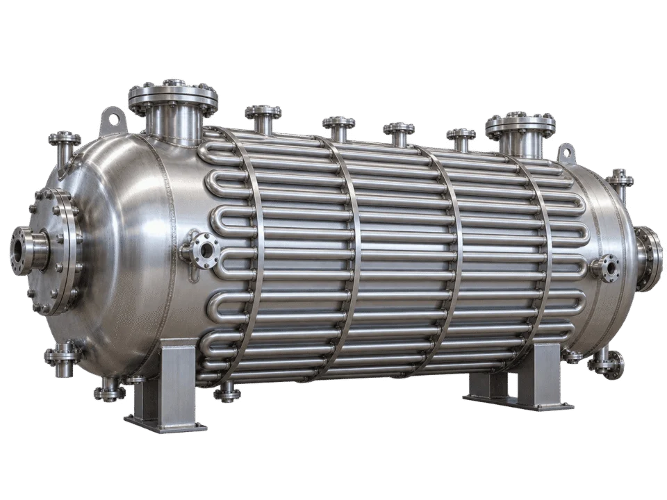 Horizontal stainless steel jacketed pressure vessel for inspection and testing