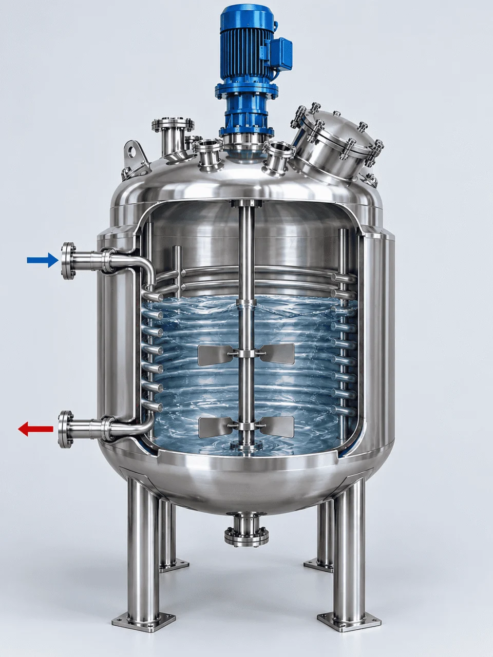 Internal coil and combined heat-transfer reactor configuration