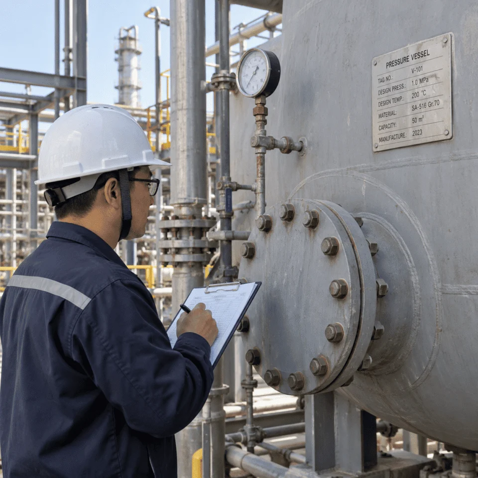 Pressure vessel routine maintenance inspection