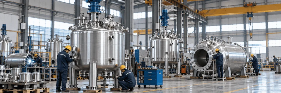 Stainless steel reactor fabrication and inspection in factory