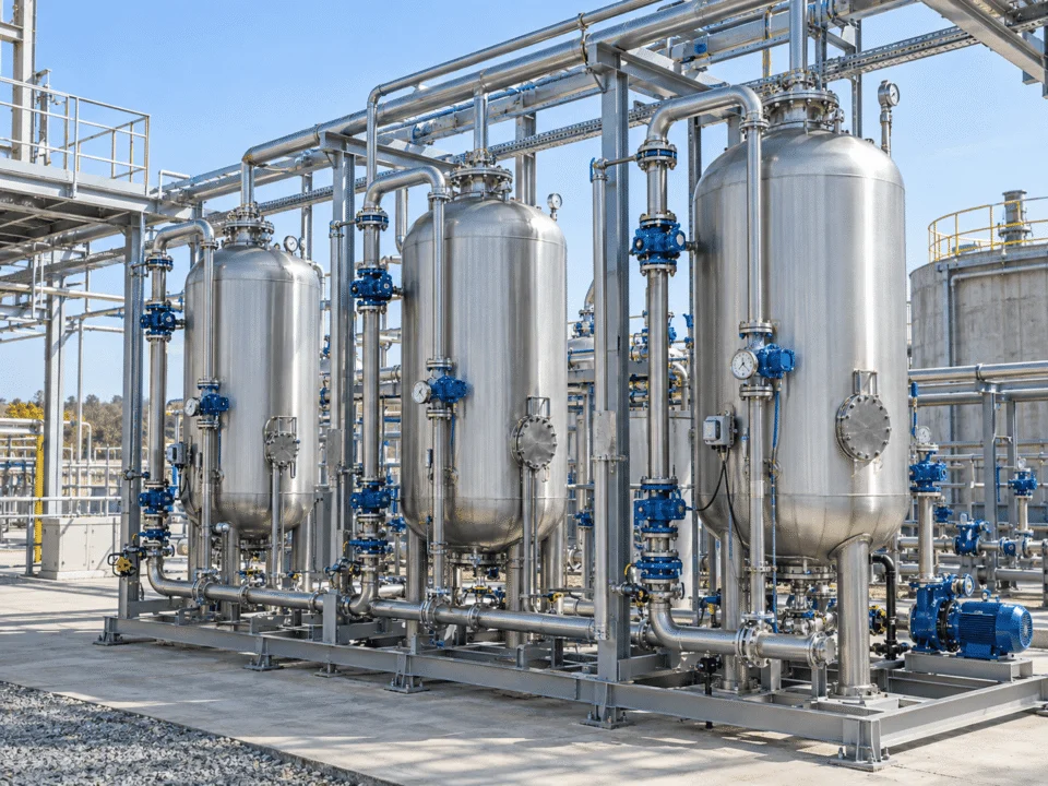 Water treatment pressure vessels, filter vessels and process skid equipment