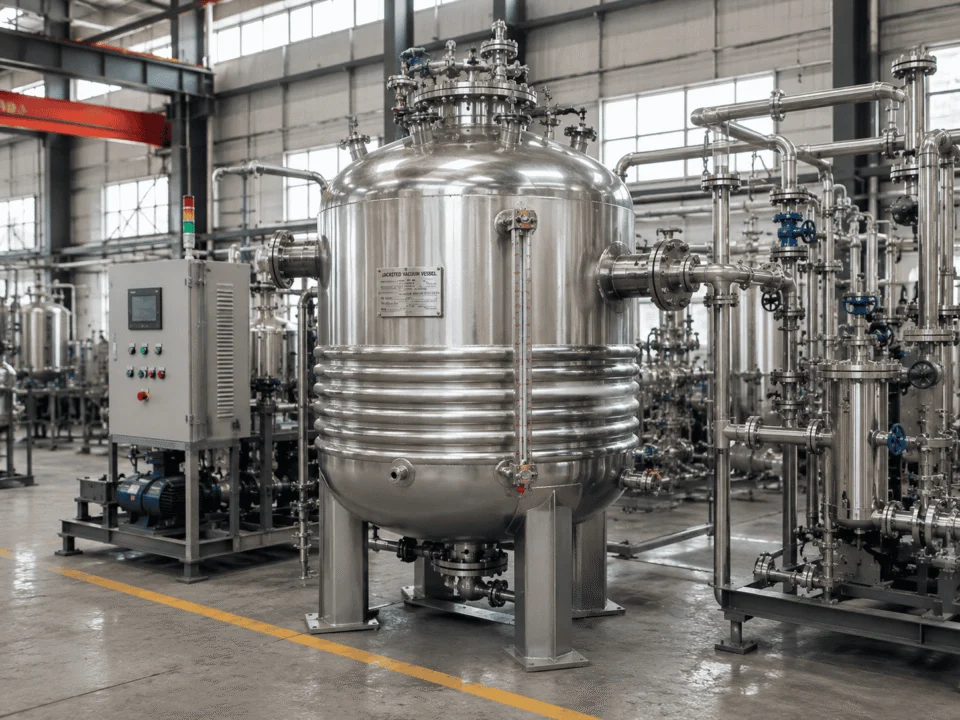 Jacketed vacuum vessel for heating cooling and temperature control