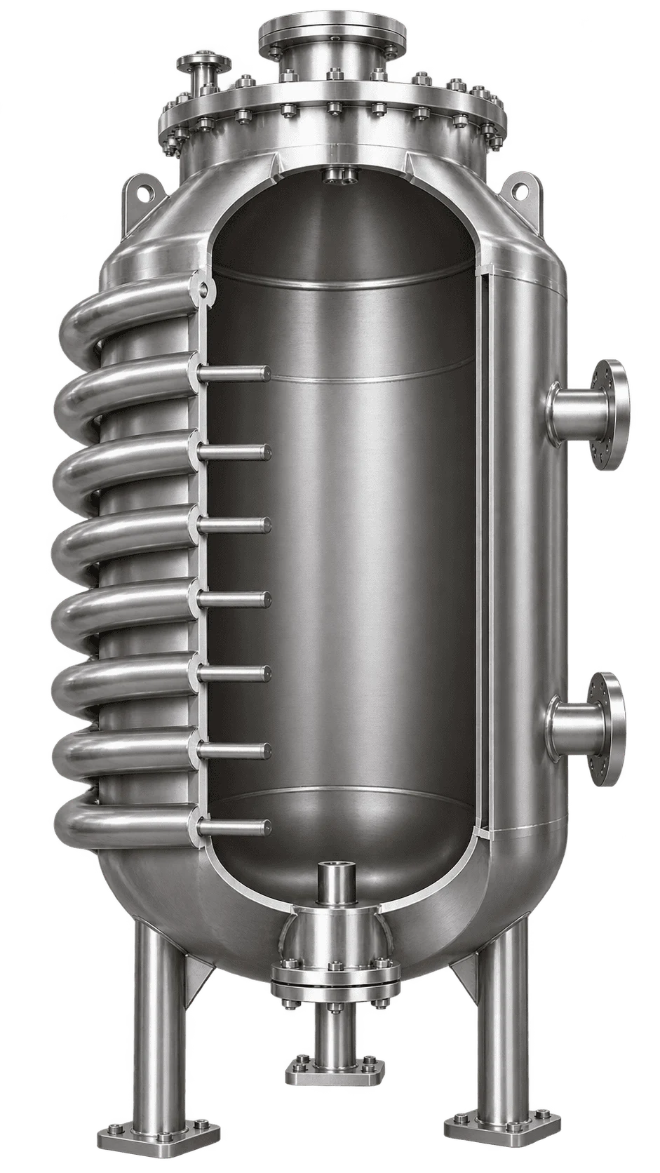 Half-pipe coil jacket pressure vessel structure