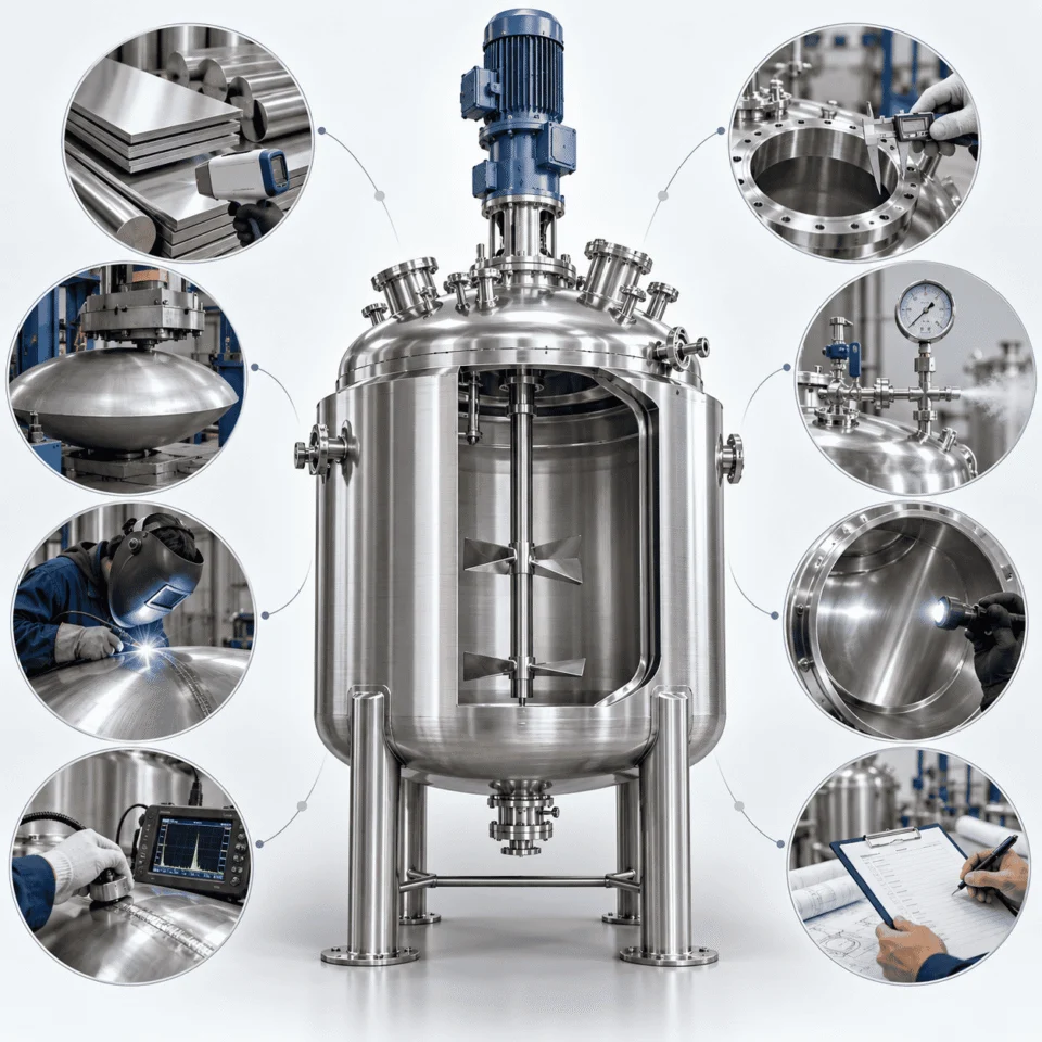 Stainless steel reactor fabrication, inspection and testing process