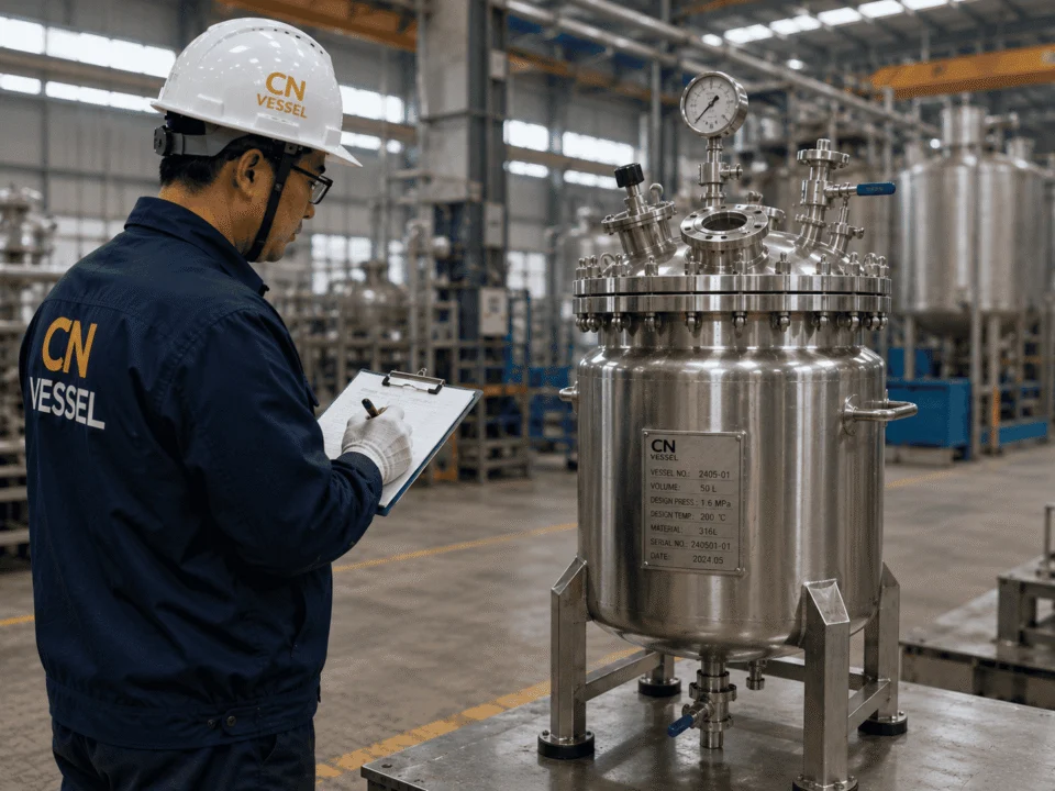 Final inspection of finished pressure vessel equipment
